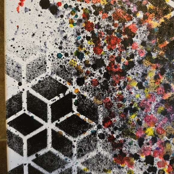 HANDCRAFTED Abstract Painting HANDPAINTED Wall Art Decor Cubism Black White - Picture 13 of 17